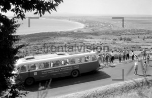 Old tourist bus Nessebar coast Bulgaria 1965