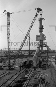 Crane construction in Rostock harbor: Historical image