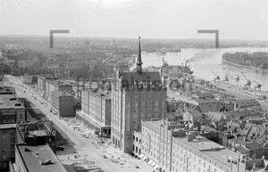 Rostock Lange Straße and harbour 1959