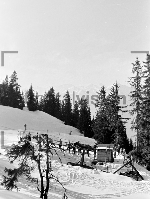 Skilift in den Alpen 1956 