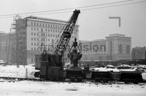Road works Stalinallee Strausberger Platz in winter Historical Image