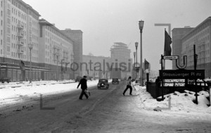 Stalinallee U-Bahn Strausberger Platz in winter Historical Image 1950er