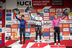 VAN ANROOIJ Shirin, PIETERSE Puck, BACKSTEDT Zoe: UCI Cyclo Cross World Cup - Overijse 2022