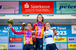 GUARISCHI Barbara, BREDEWOLD Mischa, WIEBES Lorena: LOTTO Thüringen Ladies Tour 2023 - 2. Stage
