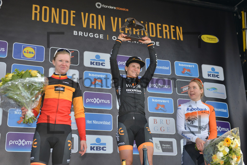 D'HOORE Jolien, LONGO BORGHINI Elisa, VAN DER BREGGEN Anna: 99. Ronde Van Vlaanderen 2015 