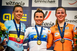 BOSSUYT Shari, KHATUNTSEVA Gulnaz, UNEKEN Lonneke: UEC Track Cycling European Championships – Grenchen 2021