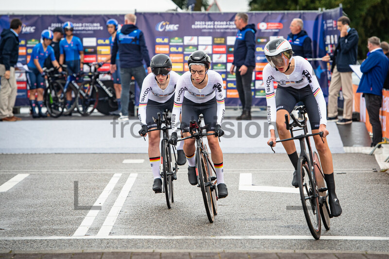 GRÜNEWALD Pia, KUNZ Hannah, MESSEMER Joelle Amelie: UEC Road Cycling European Championships - Drenthe 2023 