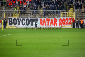 Boycott Qatar 2022 Banner 1860 München vs. Rot-Weiss Essen 14.11.2022