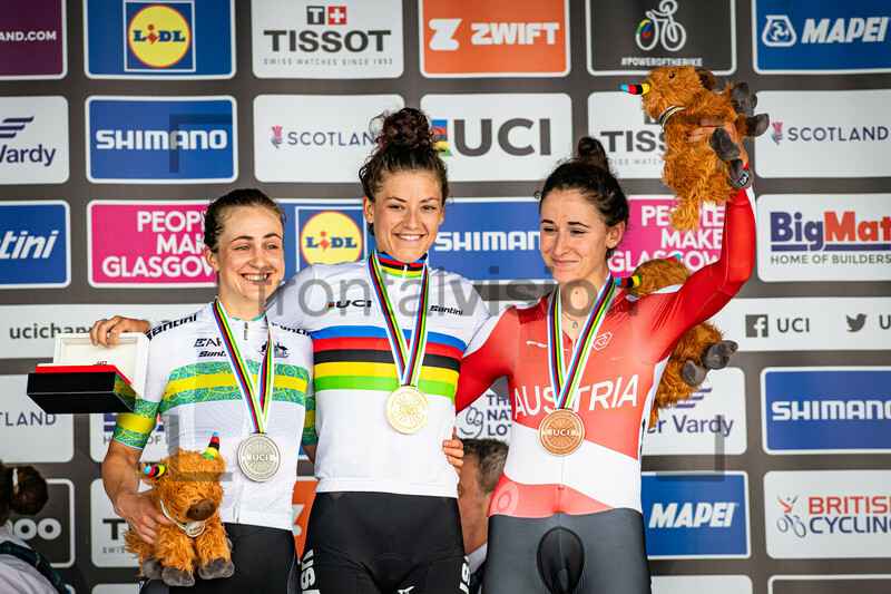 BROWN Grace, DYGERT Chloe, SCHWEINBERGER Christina: UCI Road Cycling World Championships 2023 