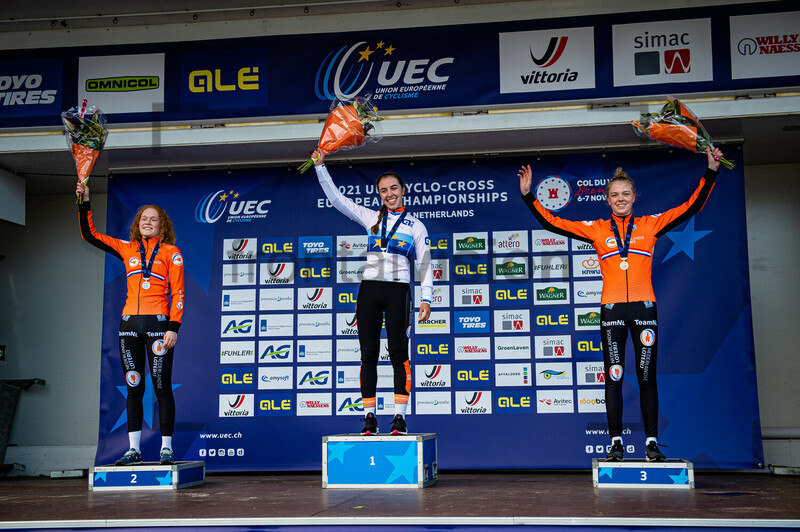 PIETERSE Puck, VAN ANROOIJ Shirin, VAN EMPEL Fem: UEC Cyclo Cross European Championships - Drenthe 2021 