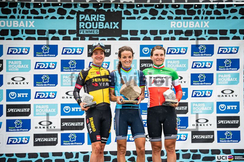 VOS Marianne, DEIGNAN Elizabeth, LONGO BORGHINI Elisa: Paris - Roubaix - Femmes 2021 