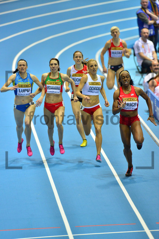 Nataliia LUPU, Marina ARZAMASOVA, Selina BÜCHEL, Angelika CICHOCKA, Chanelle PRICE: IAAF World Indoor Championships Sopot 2014 