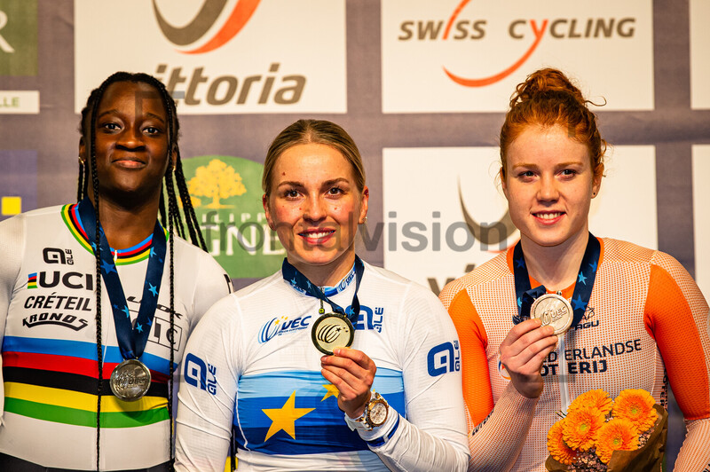 KOUAME Taky Marie Divine, HINZE Emma, VAN DER WOUW Hetty: UEC Track Cycling European Championships – Grenchen 2023 