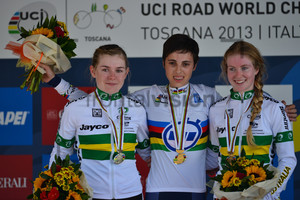 Alexandria Nicholls, Severine Eraud, Alexandra Manly: UCI Road World Championships, Toscana 2013, Firenze, ITT Junior Women