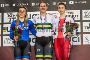 SHMELEVA Daria, MORTON Stephanie, LOS Urszula: UCI Track Cycling World Cup 2018 – London