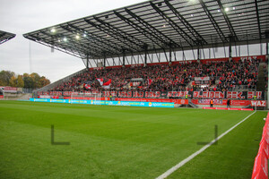 Banner Rot-Weiss Essen Fans Spiel vs. Alemannia Aachen Spielfotos 30-10-2021