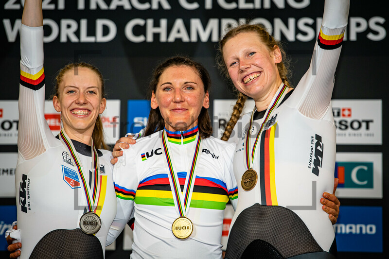 BRAUßE Franziska, BRENNAUER Lisa, KRÖGER Mieke: UCI Track Cycling World Championships – Roubaix 2021 