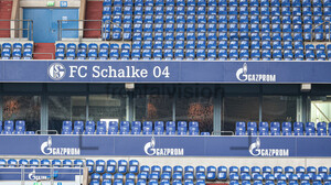Gazprom Werbung Schalke04 Veltins Arena, Schalke Arena Frühjahr 2022