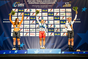 VAN DER PEET Steffie, TYSHCHENKO Yana, PRÖPSTER Alessa Catriona: UEC Track Cycling European Championships (U23-U19) – Apeldoorn 2021