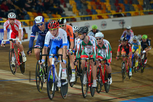 Start Peloton: UEC Track Cycling European Championships, Netherlands 2013, Apeldoorn, Madison, Qualifying, Men