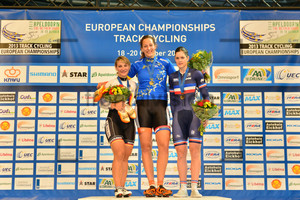 Kristina Vogel, Elis Ligtlee, Virginie Cueff: UEC Track Cycling European Championships, Netherlands 2013, Apeldoorn, Keirin, Qualifying and Finals, Women