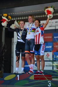 Linda Villumsen, Ellen Van Dijk, Carmen Small: UCI Road World Championships, Toscana 2013, Firenze, ITT Women