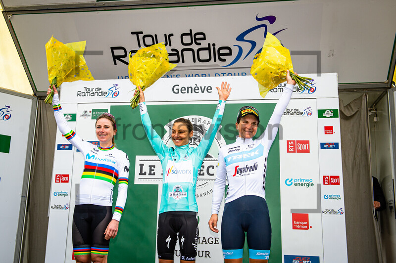 VAN VLEUTEN Annemiek, MOOLMAN-PASIO Ashleigh, LONGO BORGHINI Elisa: Tour de Romandie - Women 2022 - 3. Stage 