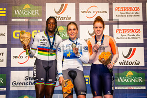 KOUAME Taky Marie Divine, HINZE Emma, VAN DER WOUW Hetty: UEC Track Cycling European Championships – Grenchen 2023