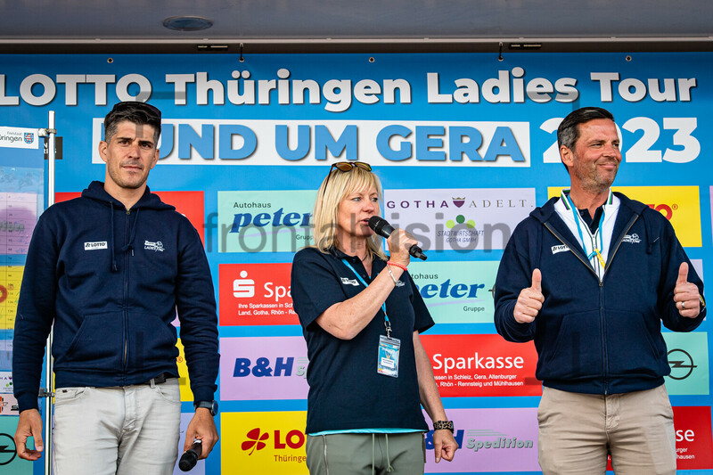 MARVULLI Franco, HOHLFELD Vera, JANOVSKY Patrick: LOTTO Thüringen Ladies Tour 2023 - 2. Stage 