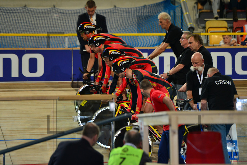 Team Spain: UEC Track Cycling European Championships, Netherlands 2013, Apeldoorn, Team Pursuit, Qualifying Ã Finals, Men 
