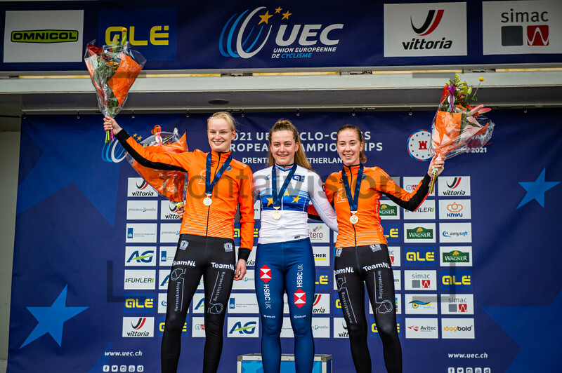 BENTVELD Leonie, BACKSTEDT Zoe, VINKE Nienke: UEC Cyclo Cross European Championships - Drenthe 2021 